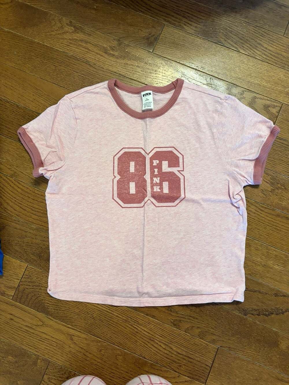 PINK Victoria's Secret 86 baby cropped Tee Size M Pink Heather Cotton T-Shirt